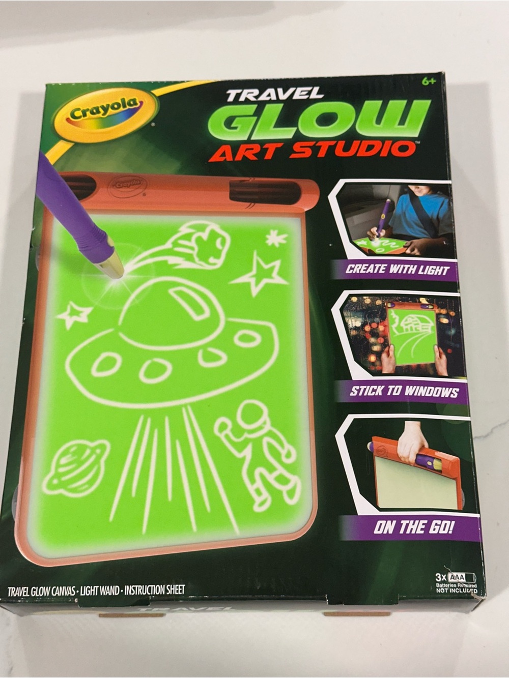 Crayola Glow Art Studio Travel Set - Green Glow with Purple Wand
